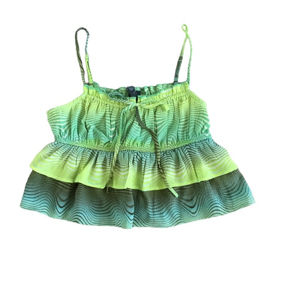 Wild Fable Green Ruffled Adjustable Strap Cropped Tank Top - Picture 2 of 10